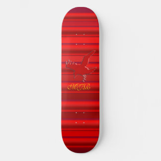 Monogram on Raven logo with red chrome-effect Skateboard Deck