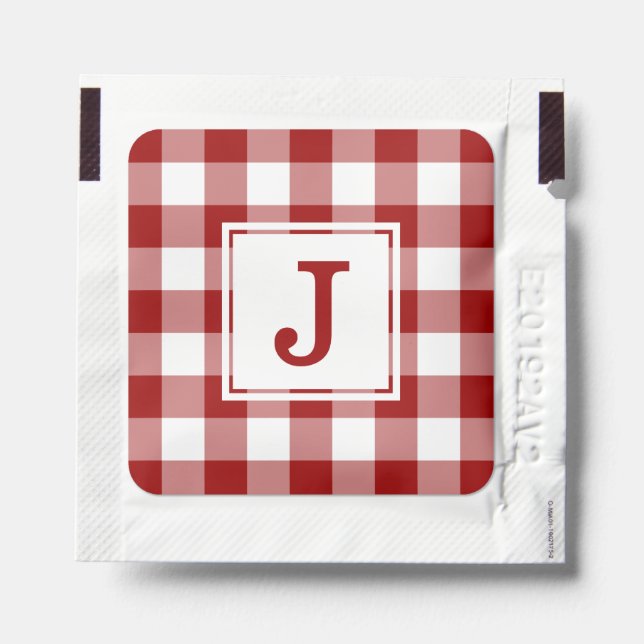 Monogram on Red and White Buffalo Check Hand Sanitizer Packet (Sticker on Packet)