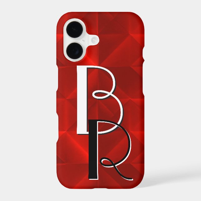 Monogram on Red Origami Design Case-Mate iPhone Case (Back)