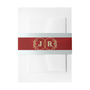 Monogram on Ribbon - Red Invitation Belly Band