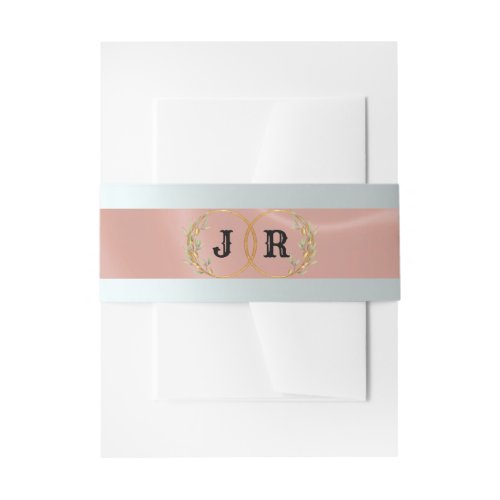 Monogram on Ribbon - Rose Gold Invitation Belly Band