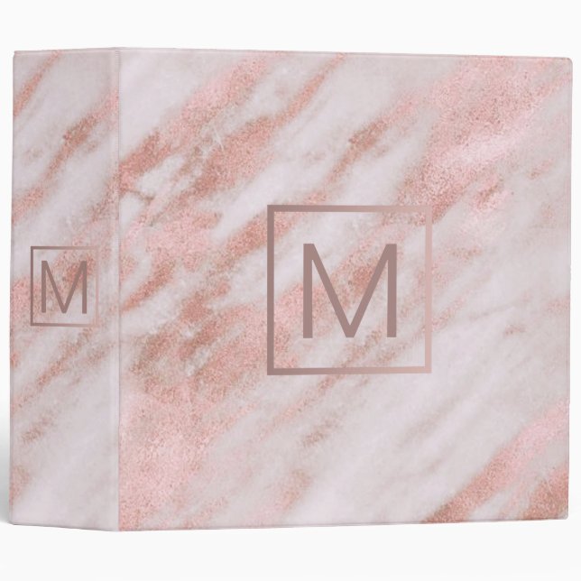 monogram on rose gold marble binder (Front/Spine)