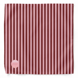 Monogram on rose pink disk and maroon stripes bandana