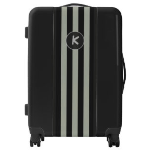 Monogram on Simple Silver Stripes on any Color Luggage