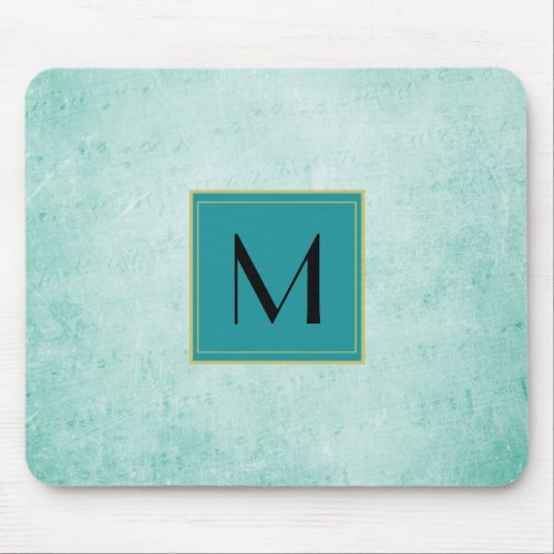 Monogram on Soft Green Vintage paper texture Mouse Pad