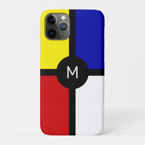 Monogram on Stylish Mondrian Inspired Art iPhone 11 Pro Case