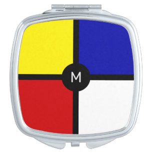 Monogram on Stylish Mondrian Inspired Art Compact Mirror