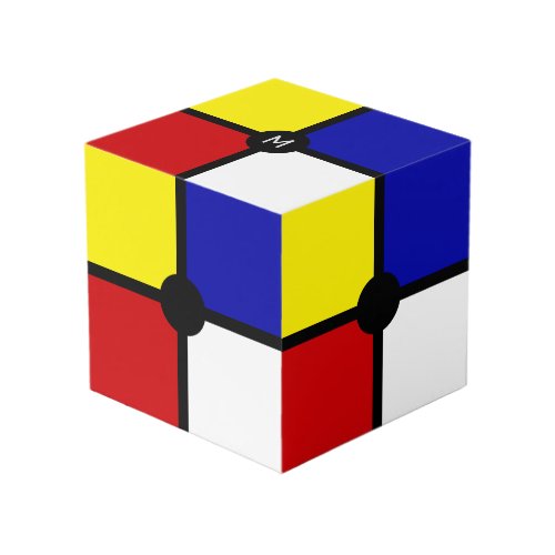 Monogram on Stylish Mondrian Inspired Art Cube