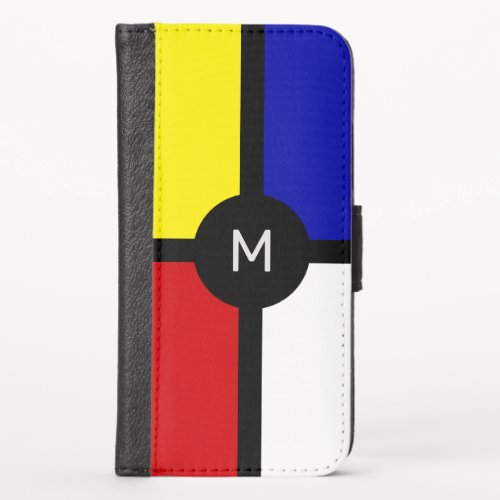 Monogram on Stylish Mondrian Inspired Art iPhone X Wallet Case