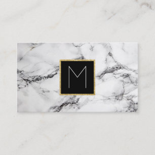 monogram on white marble business card