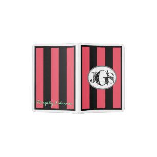 MONOGRAM on WHITE w/WATERMELON & BLACK Stripes Passport Holder