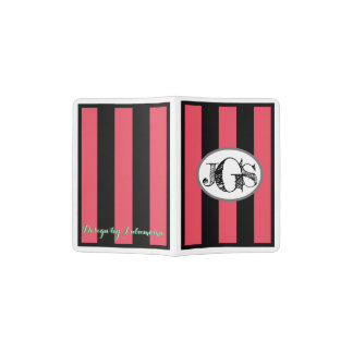 MONOGRAM on WHITE w/WATERMELON & BLACK Stripes Passport Holder