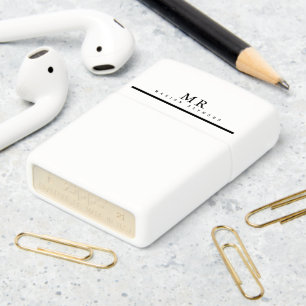 Monogram on White Zippo Lighter