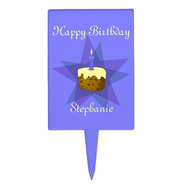 Monogram One Candle Birthday Cake Topper (Front)