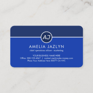 Monogram One White Line CEO Founder Business Card