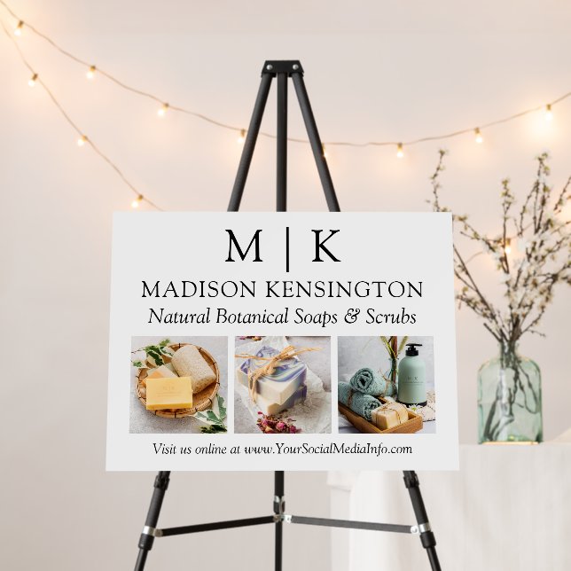 Monogram or Add Logo Business 3 Photos Foam Board (In Situ (Stand))