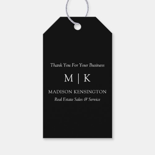 Monogram or Add Logo Business Black Gift Tags