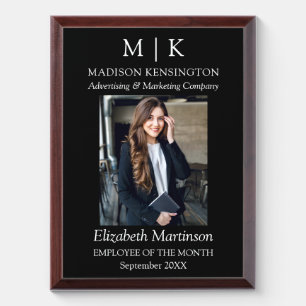 Monogram or Add Logo Business Employee Award Plaque