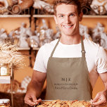 Monogram or Add Logo Business Pocket Khaki Long Apron<br><div class="desc">Modern Minimalist Pocket Khaki Apron. Perfect for small business, company brands, self employed, beauty salons, spas, hair stylists, makeup artists, caterers, bakeries, coffee cafes, restaurants and more. Easy to personalize with your monogram initials, business name and information, job title, slogan or even add your logo or personal brand design.</div>