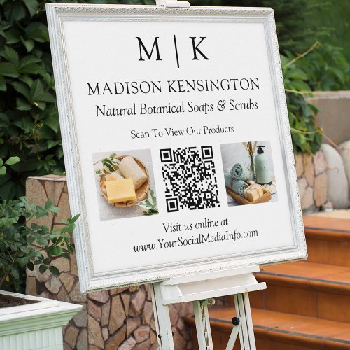 Monogram or Add Logo Business QR Code 2 Photos Poster