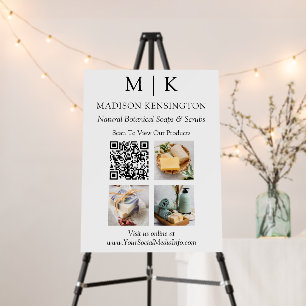 Monogram or Add Logo Business QR Code 3 Photos Foam Board