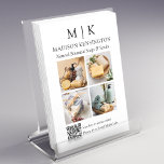 Monogram or Add Logo Business QR Code 4 Photos Flyer<br><div class="desc">Modern Minimalist Business Flyer with 4 Photos. Black & White or choose your custom colors. Add your website or social media web address to the QR Scan Code. Allow customers to use the scan to access information on your items such as products or menu items. Perfect for retail companies, small...</div>