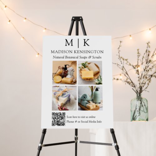 Monogram or Add Logo Business QR Code 4 Photos Foam Board