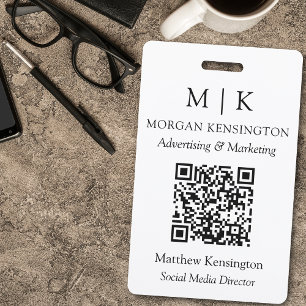 Monogram or Add Logo Business QR Code Badge