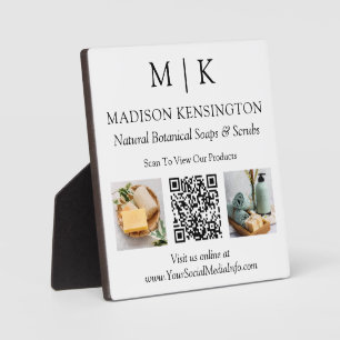 Monogram or Add Logo Business QR Code Photos Plaque