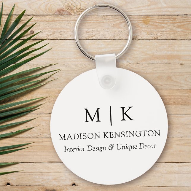 Monogram or Add Logo Business Round Keychain (Edit to Customize text, colors and more)
