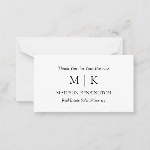 Monogram or Add Logo Business Thank You Gift Note Card