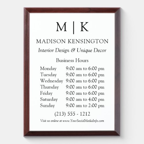 Monogram or Add Logo Business Wall Plaque