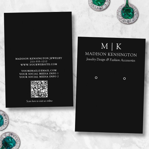 Monogram or Add Logo QR Code Earring Display Card