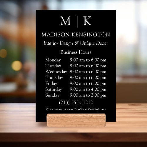Monogram or Add Logo Your Business Hours Holder
