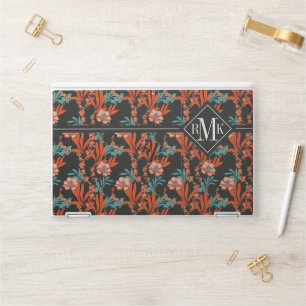 Monogram   Orange Abstract Floral Pattern HP Laptop Skin