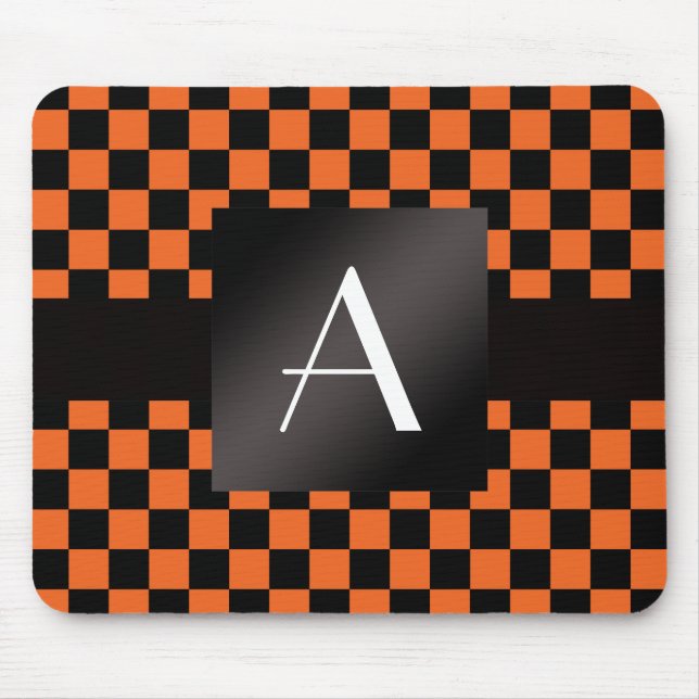 Monogram orange and black checkers mouse pad (Front)
