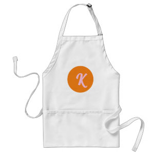 Monogram orange and pink adult apron