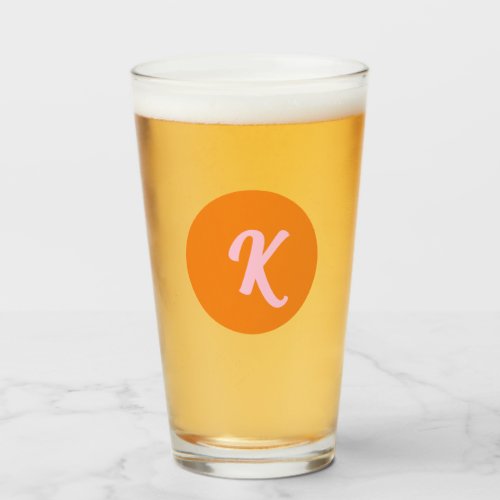 Monogram orange and pink glass