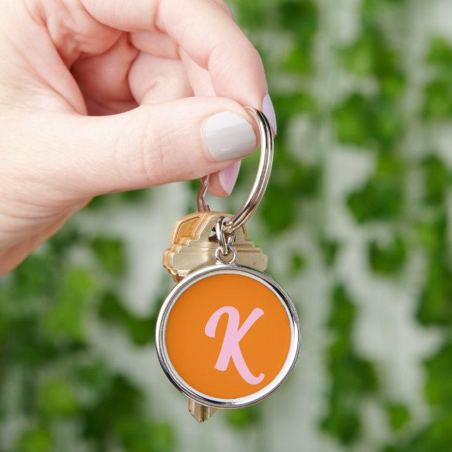 Monogram orange and pink keychain (Hand)