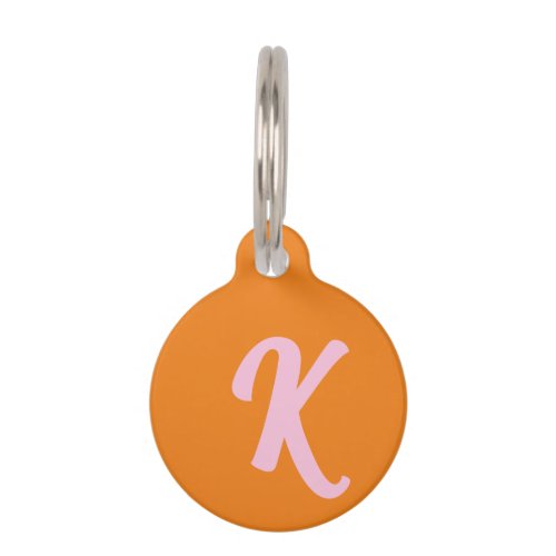 Monogram orange and pink pet ID tag