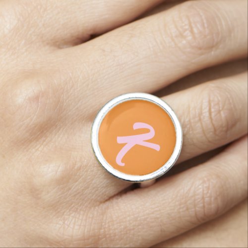 Monogram orange and pink ring