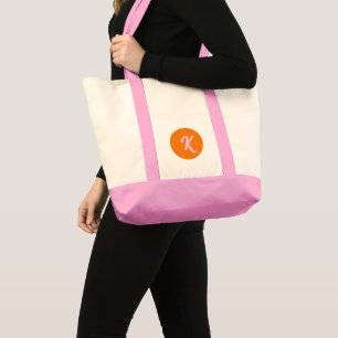 Monogram orange and pink tote bag