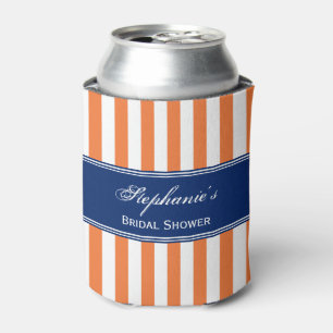Monogram Orange and White Stripes with Royal Blue Can Cooler