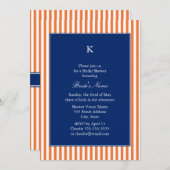 Monogram Orange and White Stripes with Royal Blue Invitation (Front/Back)