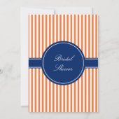 Monogram Orange and White Stripes with Royal Blue Invitation (Back)