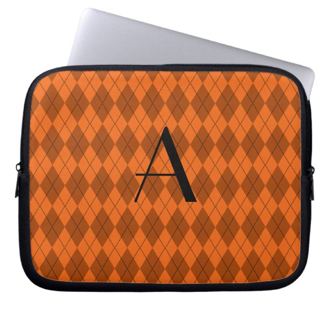 Monogram orange argyle laptop sleeve (Front)
