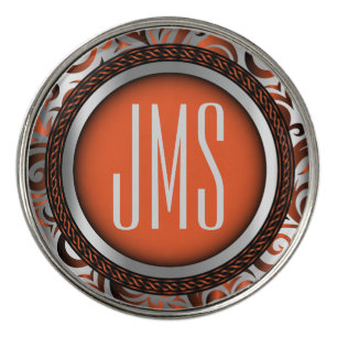 Monogram  Orange Decorative Design Golf Ball Marke Marker