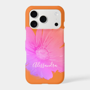 Monogram Orange Floral Pink Watercolor Wildflower iPhone 17 Pro Case