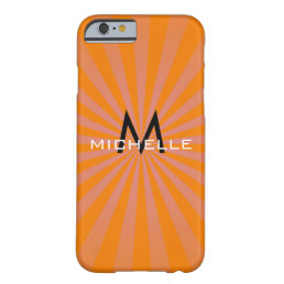 Monogram Orange Funky Sun Rays Retro Stripes Barely There iPhone 6 Case