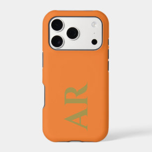 Monogram Orange Gold Initial Letters Minimalist iPhone 17 Pro Case